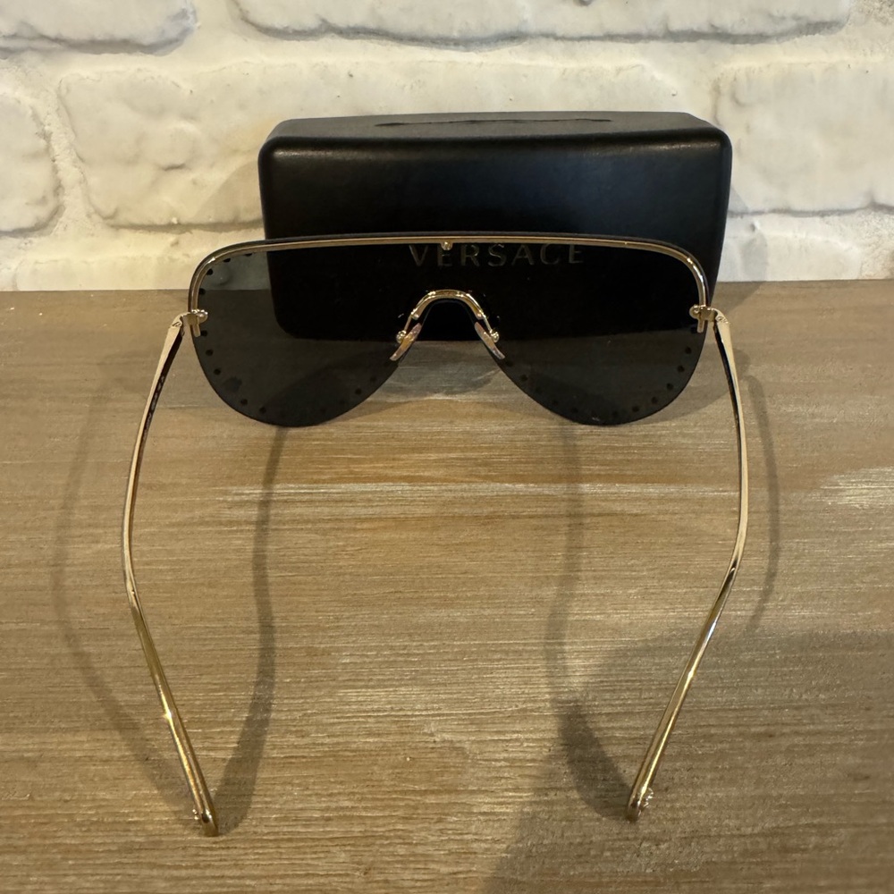 Versace Black Aviator Shield Sunglasses - Picture 2 of 4